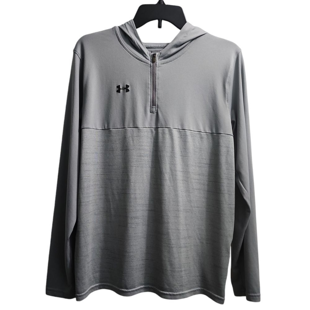 Under Armour Kids Half-Zip Hoodie Heat Gear Athletic Pullover Gray Loose Fit YXL